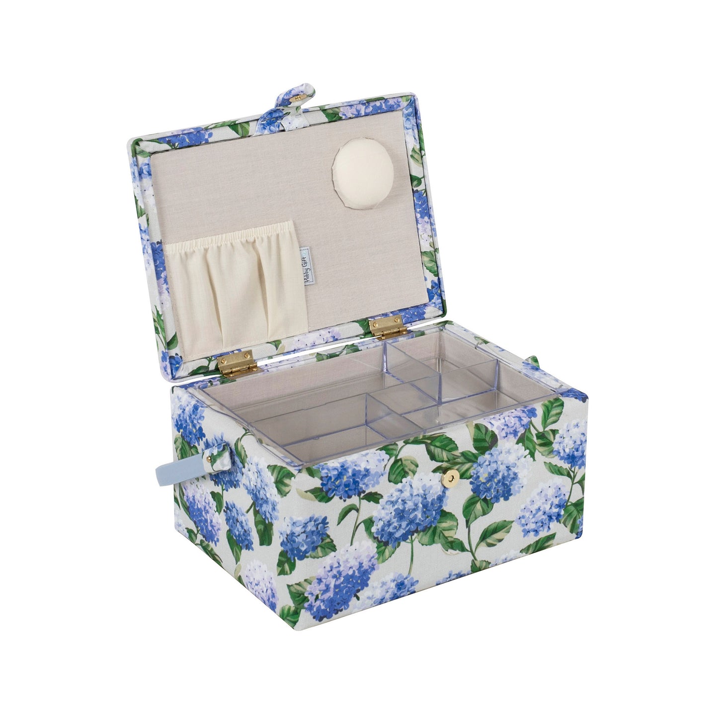 HOBBY GIFT Medium Sewing Basket, Hydrangea, Approx. 25.5 × 18.5 × 14.5 cm
