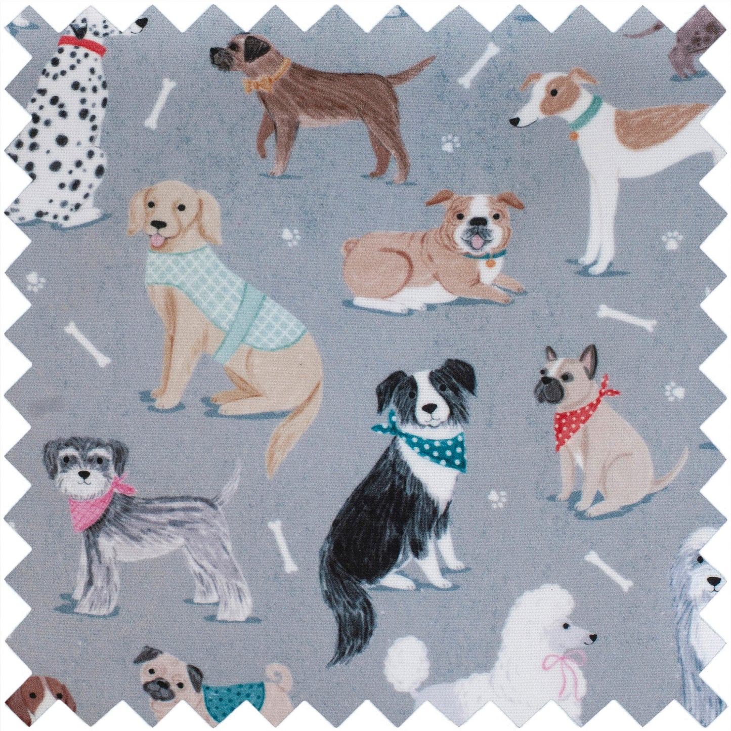 HOBBY GIFT Medium Sewing Basket, Grey Dogs, Approx. 25.5 × 18.5 × 14.5 cm