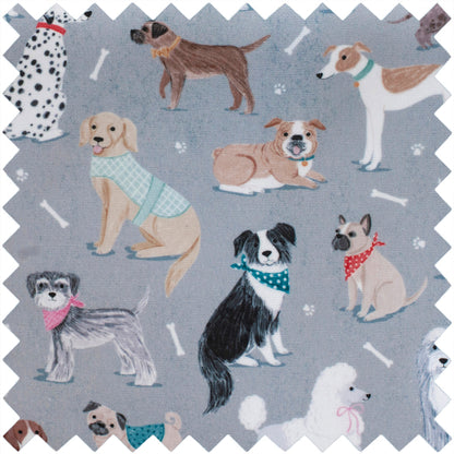 HOBBY GIFT Medium Sewing Basket, Grey Dogs, Approx. 25.5 × 18.5 × 14.5 cm