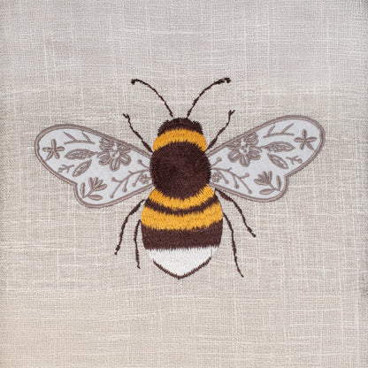HOBBY GIFT Medium Sewing Basket, Embroidered Bee, Approx. 25.5 × 18.5 × 14.5 cm