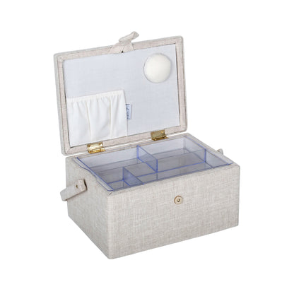 HOBBY GIFT Medium Sewing Basket, Embroidered Strawberries, Approx. 25.5 × 18.5 × 14.5 cm