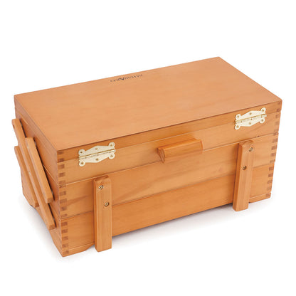 MILWARD 3-Tier Cantilever Wooden Sewing Box Pine 17 × 37 × 22.5cm