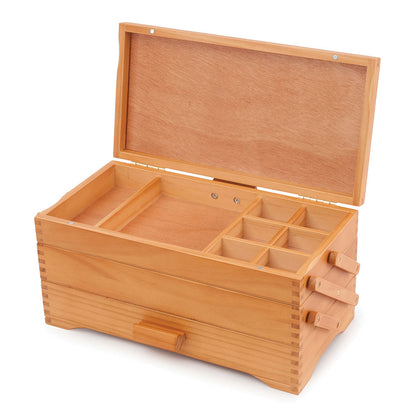 MILWARD 3-Tier Cantilever Wooden Sewing Box Pine 17 × 37 × 22.5cm