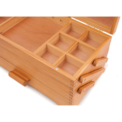 MILWARD 3-Tier Cantilever Wooden Sewing Box Pine 17 × 37 × 22.5cm