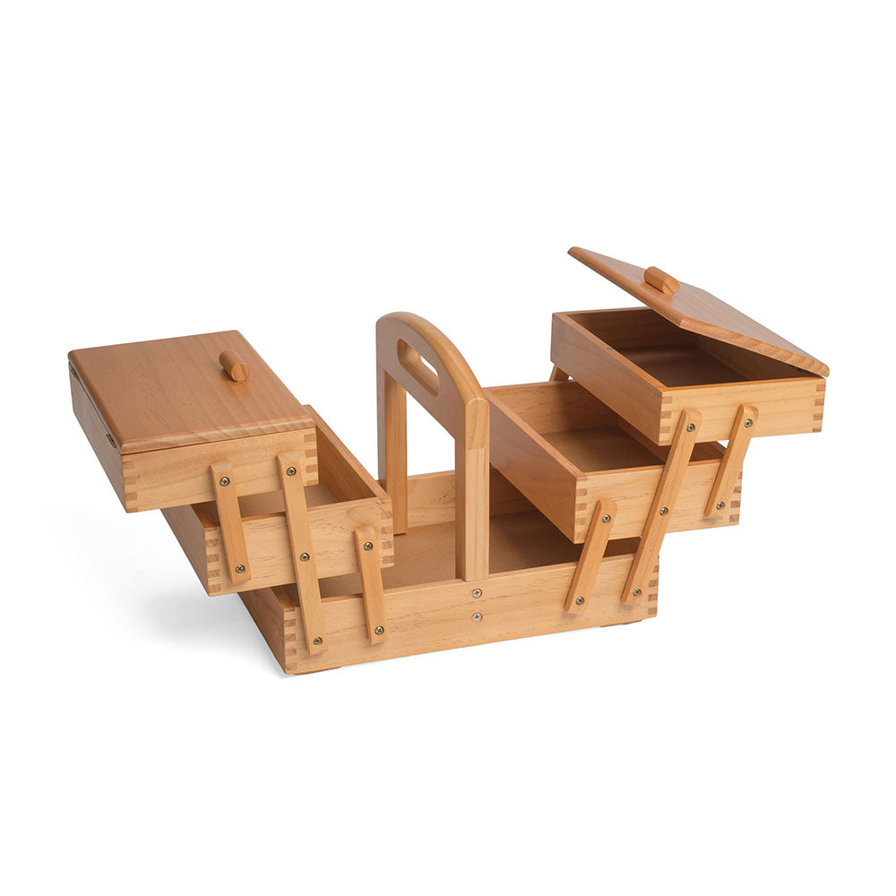 MILWARD 3-Tier Cantilever Wooden Sewing Box Pine 23 × 31 × 25.2cm
