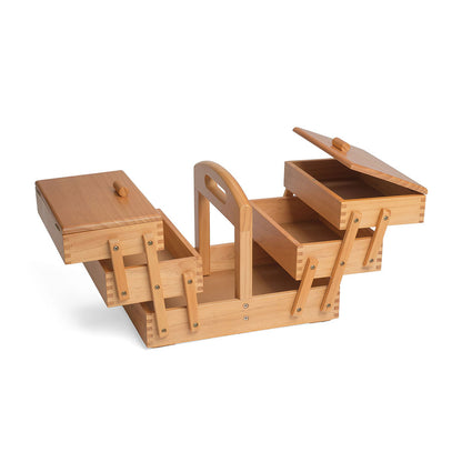 MILWARD 3-Tier Cantilever Wooden Sewing Box Pine 23 × 31 × 25.2cm