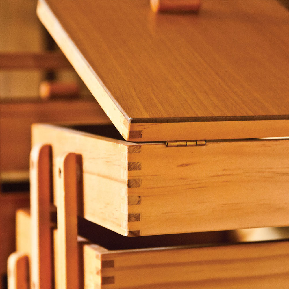 MILWARD 3-Tier Cantilever Wooden Sewing Box Pine 23 × 31 × 25.2cm