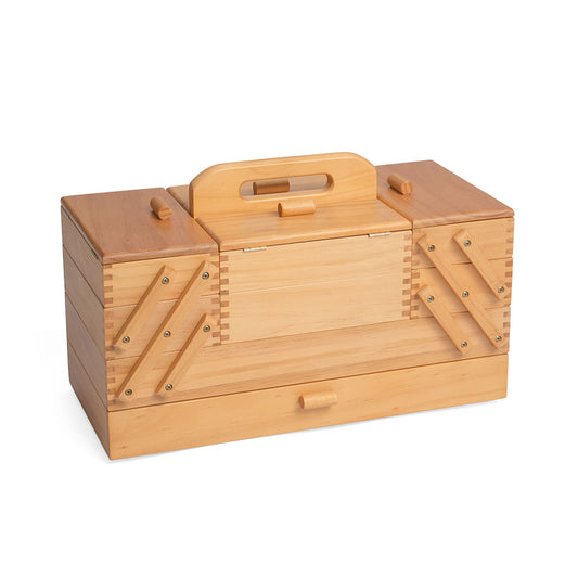 MILWARD 3-Tier Cantilever Wooden Sewing Box Pine 17 × 29 × 18cm