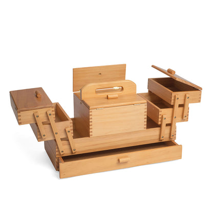MILWARD 3-Tier Cantilever Wooden Sewing Box Pine 17 × 29 × 18cm