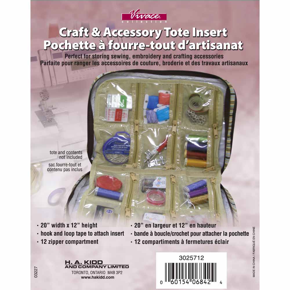 VIVACE Craft Tote Insert – 12 Pockets – Beige – 30 × 51 cm