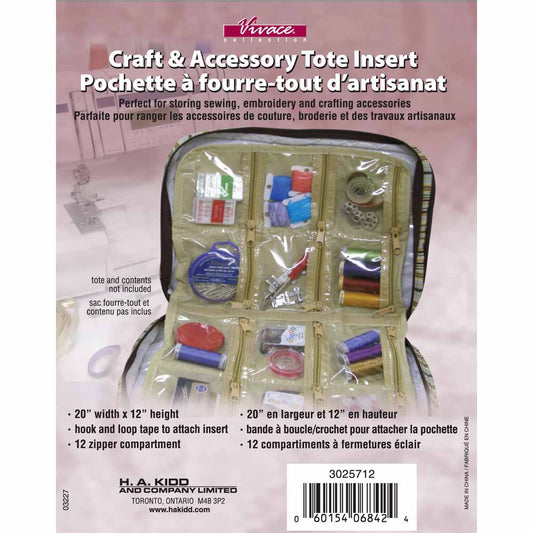 VIVACE Craft Tote Insert – 12 Pockets – Beige – 30 × 51 cm
