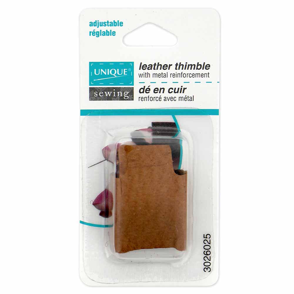 UNIQUE SEWING Quilters’ Leather Thimble — Metal Reinforced