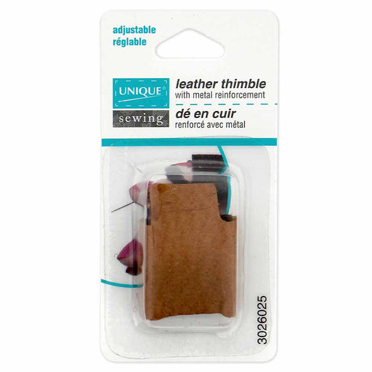 UNIQUE SEWING Quilters’ Leather Thimble — Metal Reinforced