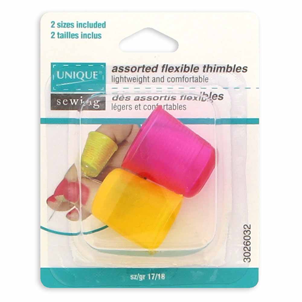UNIQUE SEWING Assorted Flexible Thimbles – Sizes 17 & 18 – 2 pcs