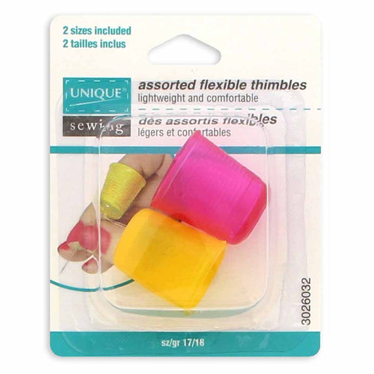 UNIQUE SEWING Assorted Flexible Thimbles – Sizes 17 & 18 – 2 pcs