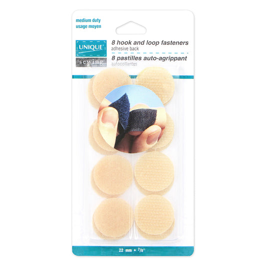 UNIQUE SEWING beige self-gripping fastener dots, 22 mm, 8 sets