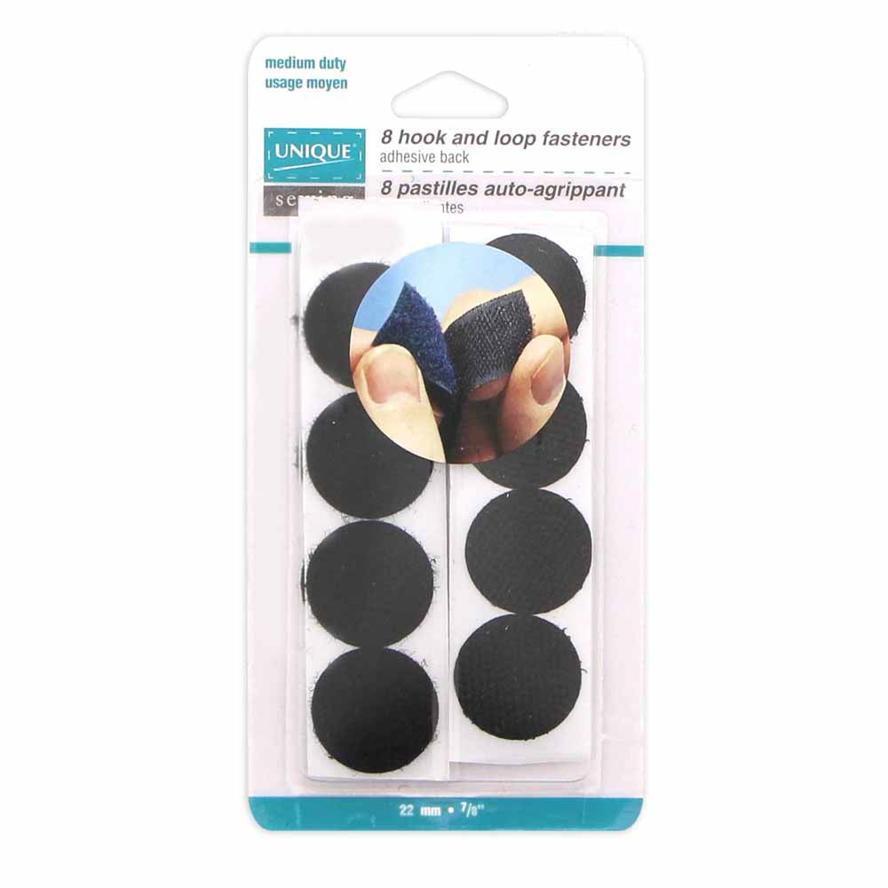 UNIQUE SEWING Self‑Gripping Fasteners – Dots 22 mm (7/8") – Black – 8 sets