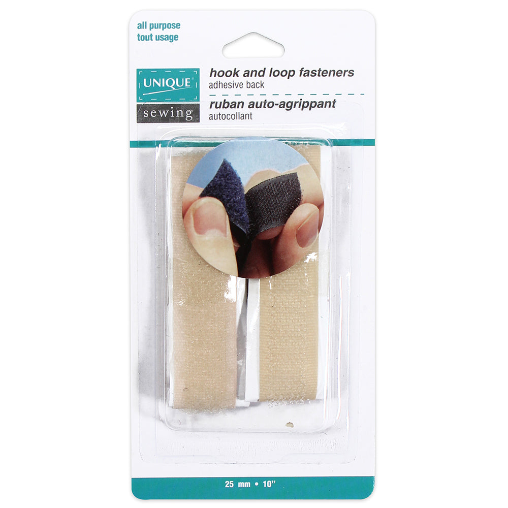 UNIQUE SEWING Self‑Gripping Fastener Strip – 25 cm (10") – Beige