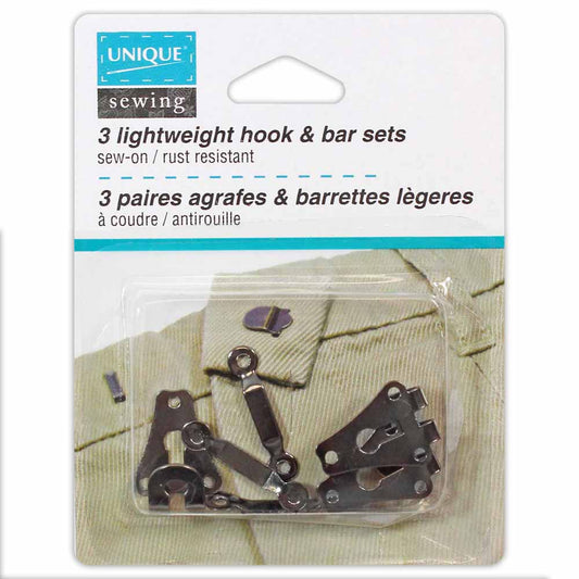 UNIQUE SEWING Pant Hook & Bar Sets — Black, 3 Sets