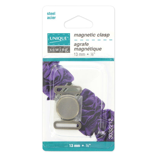 UNIQUE SEWING Magnetic Clasp — Brass, 13 mm (½ in), 1 pair