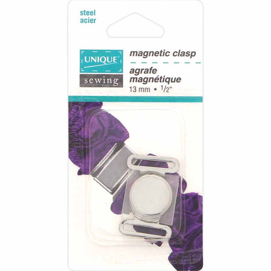 UNIQUE SEWING Magnetic Clasp — Silver, 13 mm (½ in), 1 pair