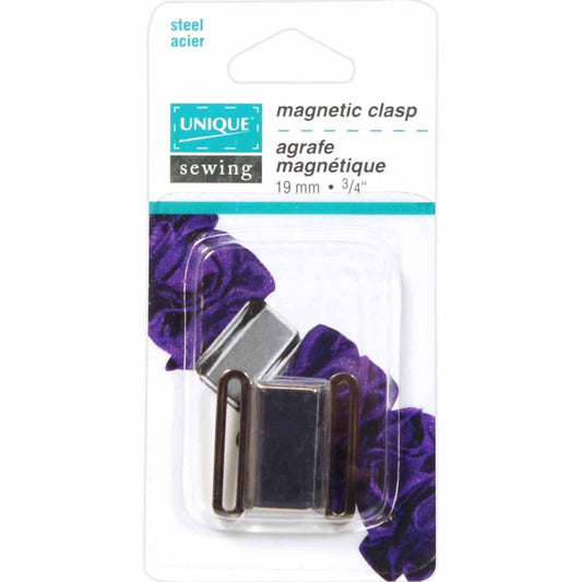 UNIQUE SEWING Magnetic Clasp — Silver, 19 mm (¾ in), 1 pair