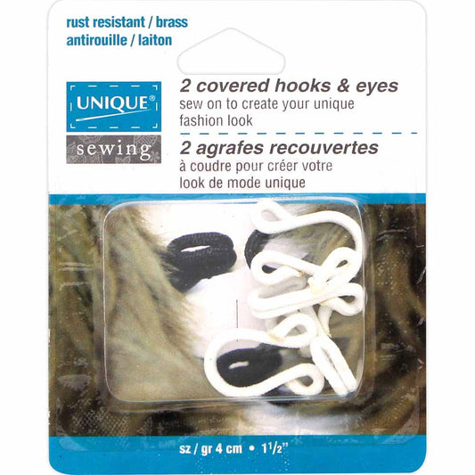 UNIQUE SEWING Covered Hooks & Eyes — White, 4.0 cm, 2 Sets