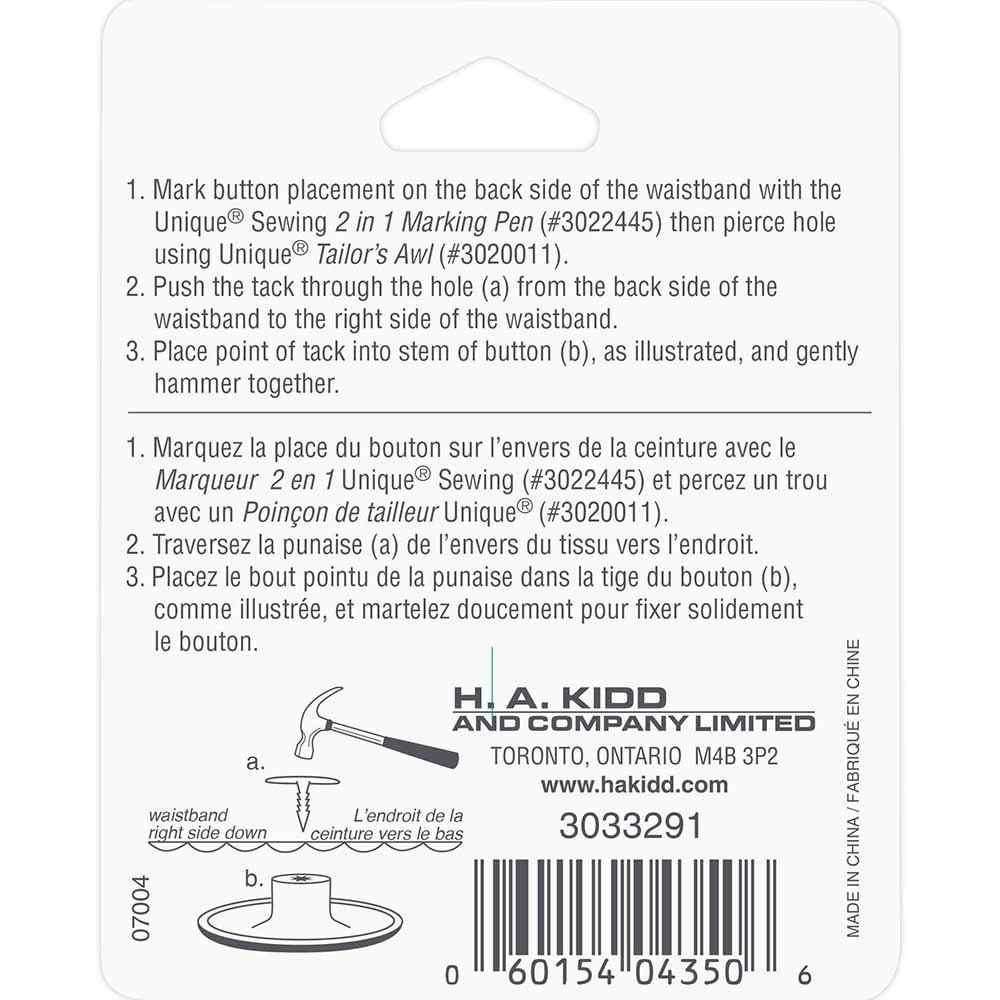 UNIQUE SEWING Jean Buttons — No-Sew, Silver, 17 mm (5/8 in.), 6 pcs - product view 2