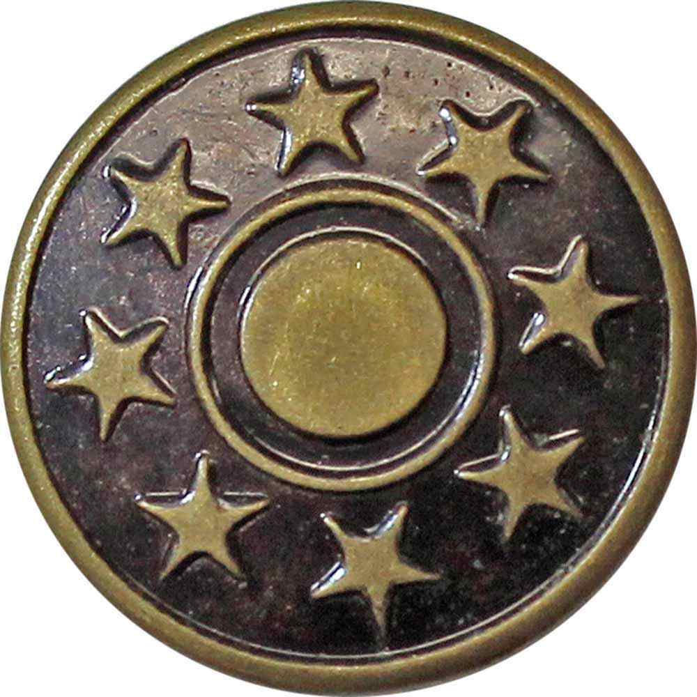 UNIQUE SEWING Jean Buttons — No-Sew, Antique Brass Stars, 17 mm (5/8 in.), 6 pcs - product view 3