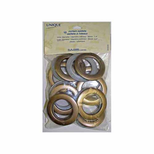 UNIQUE Home Curtain Eyelets, 36 mm – Brass, 10 Pack, Brass