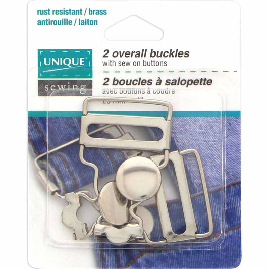 UNIQUE SEWING Overall Buckles — Silver, 25 mm (1 in), 2 pcs