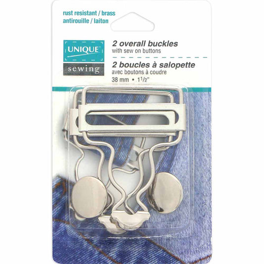 UNIQUE SEWING Overall Buckles — Silver, 38 mm (1½ in), 2 pcs