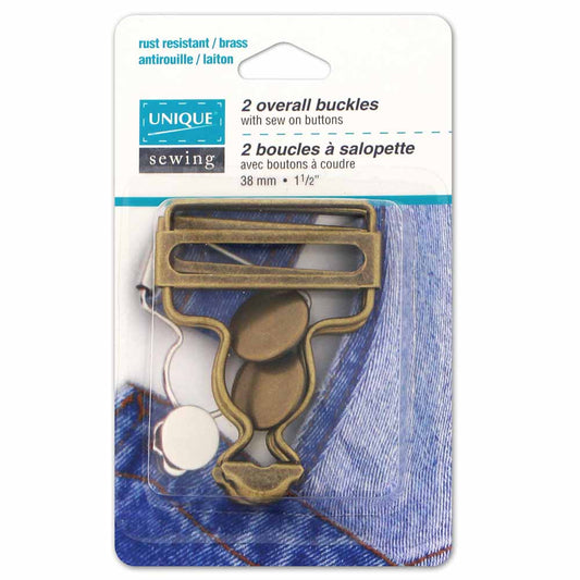 UNIQUE SEWING Overall Buckles — Gold, 38 mm (1½ in), 2 pcs