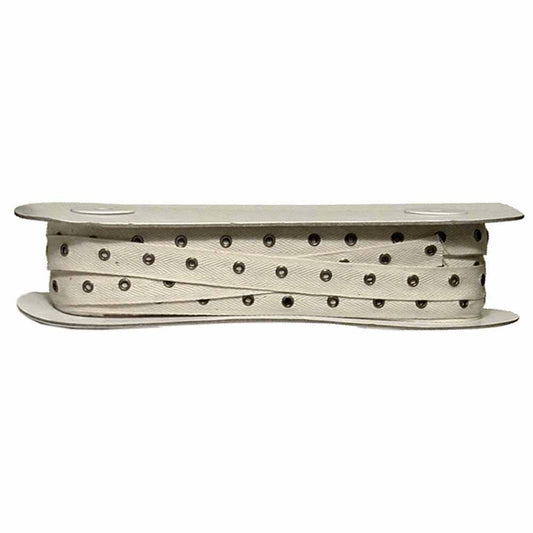 UNIQUE Eyelets on Natural Cotton Tape 2 cm x 25 m Antique Nickel