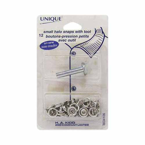 UNIQUE SEWING Halo Snaps — Small Pack, 11.5 mm (1/2 in), 12 Sets