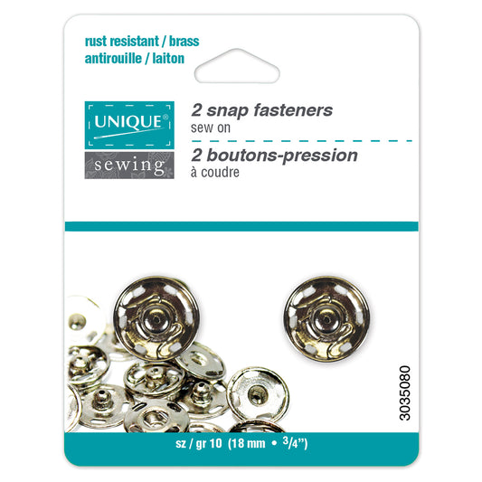 UNIQUE SEWING Snap Fasteners – Nickel – 18 mm (3/4") – 2 sets