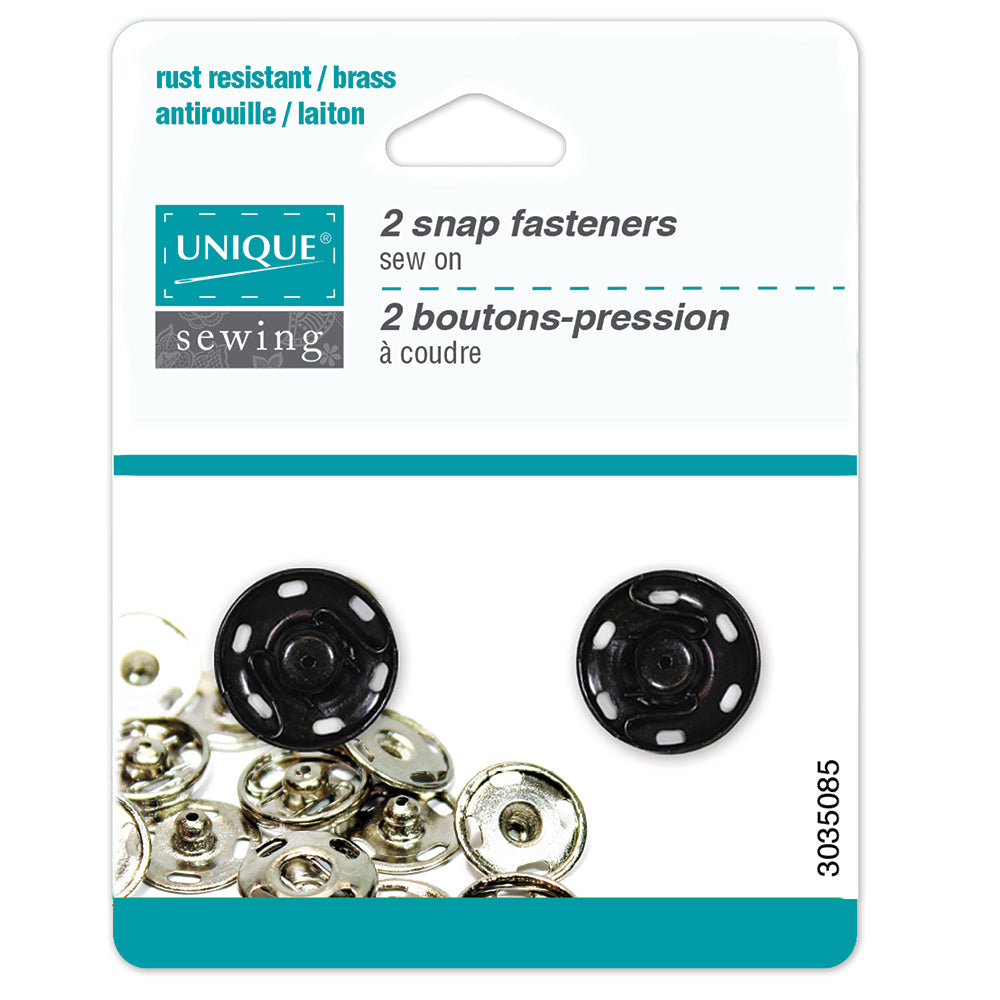 UNIQUE SEWING Snap Fasteners – Black – 18 mm (3/4") – 2 sets