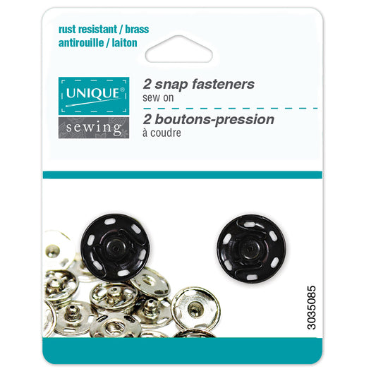 UNIQUE SEWING Snap Fasteners – Black – 18 mm (3/4") – 2 sets