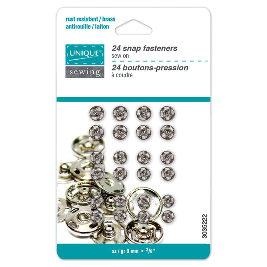 UNIQUE SEWING Snap Fasteners Assortment – Nickel – 5/6/7 mm – 24 sets