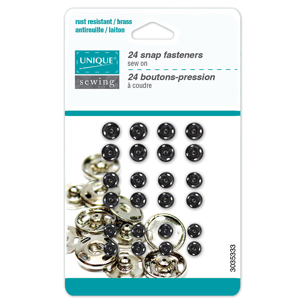 UNIQUE SEWING Snap Fasteners Assortment – Black – 5/6/7 mm – 24 sets