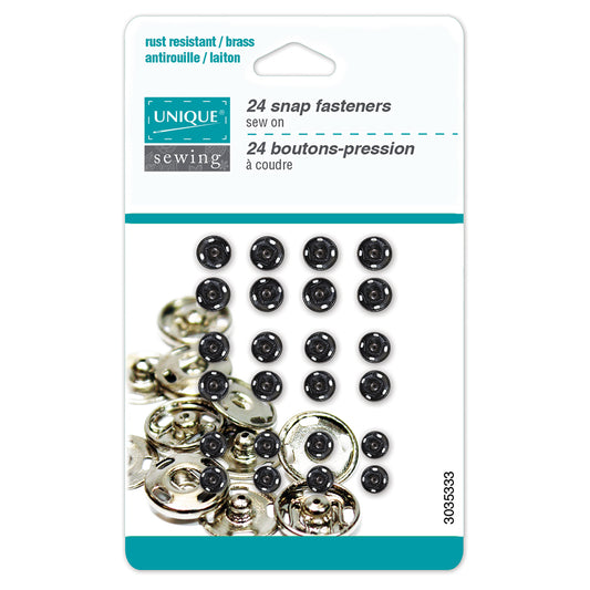 UNIQUE SEWING Snap Fasteners Assortment – Black – 5/6/7 mm – 24 sets