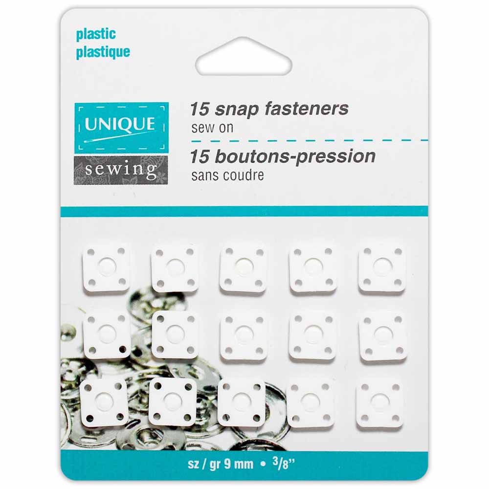 UNIQUE SEWING Snap Fasteners — White Nylon, 15 Sets