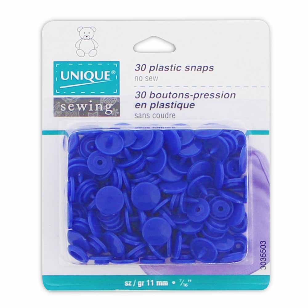 UNIQUE SEWING Plastic Snap Fasteners – Royal Blue – Size 2 / 11mm (3/8") – 30 Sets