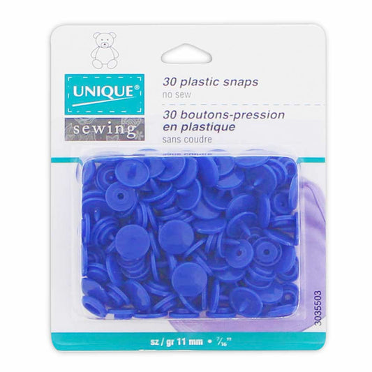 UNIQUE SEWING Plastic Snap Fasteners – Royal Blue – Size 2 / 11mm (3/8") – 30 Sets