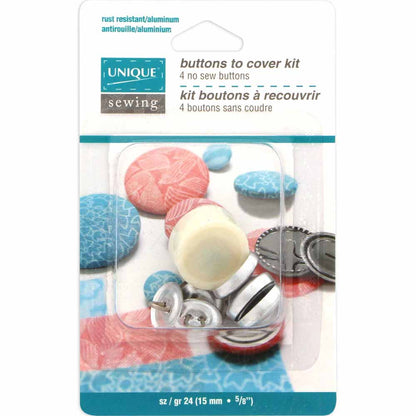 UNIQUE SEWING fabric cover button kit, 15 mm, 4 sets