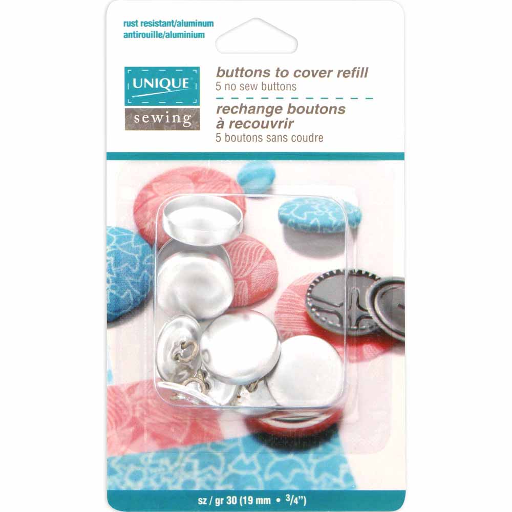 UNIQUE SEWING Buttons to Cover Refill – Size 30 – 19 mm (3/4") – 5 sets