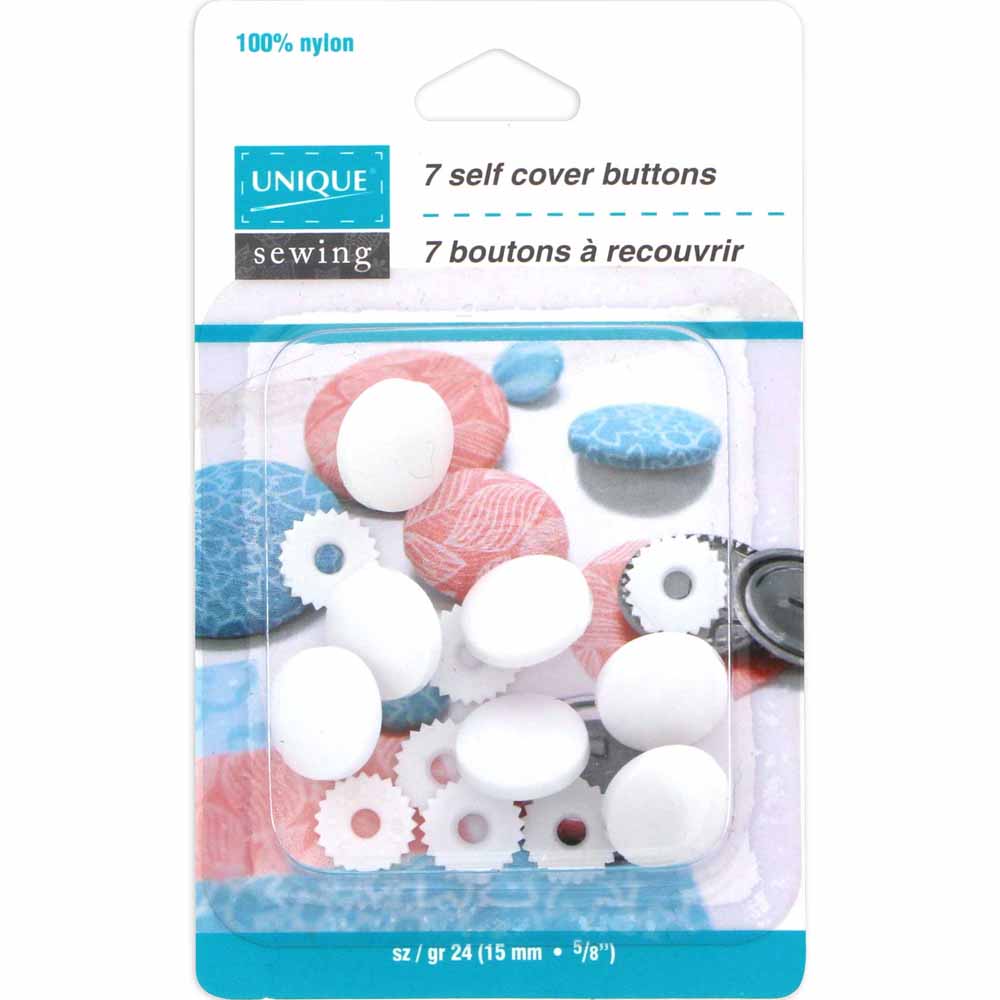 UNIQUE SEWING Buttons to Cover — Nylon, Size 24 (15 mm), 7 Sets