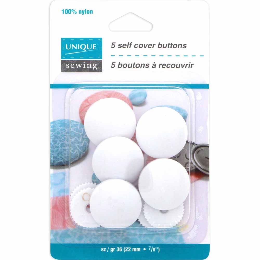 UNIQUE SEWING Buttons to Cover — Nylon, Size 36 (22 mm), 5 Sets