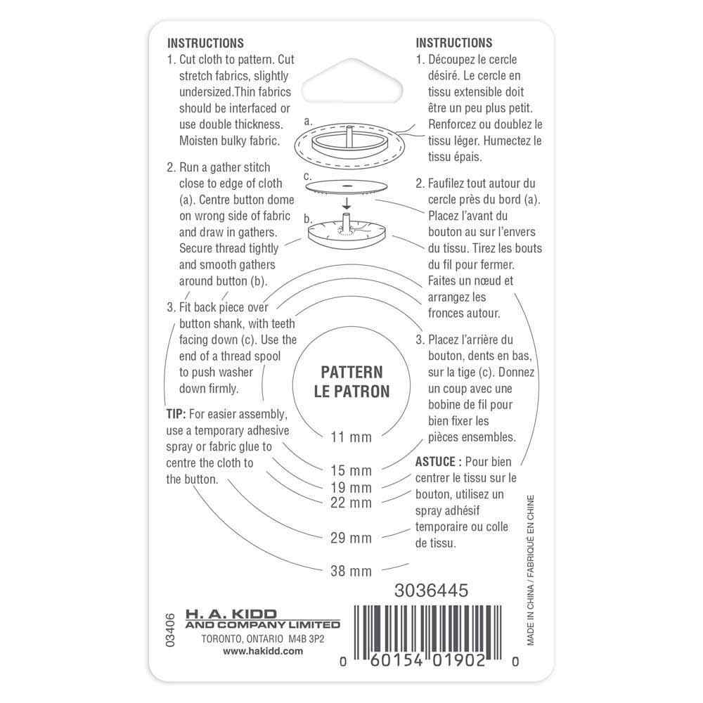 UNIQUE SEWING nylon buttons to cover, 29 mm, alternate product view