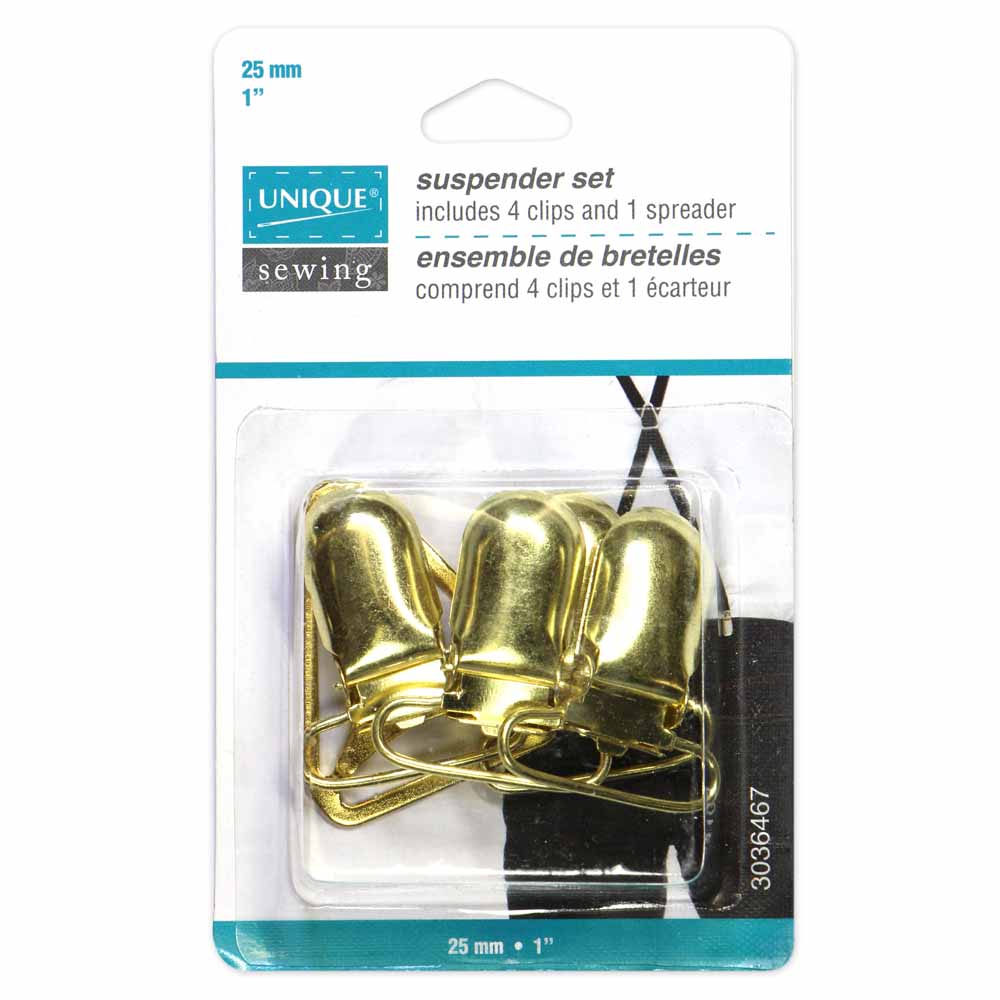 UNIQUE SEWING Suspender Set – Gold – 25 mm (1") – 5 pcs